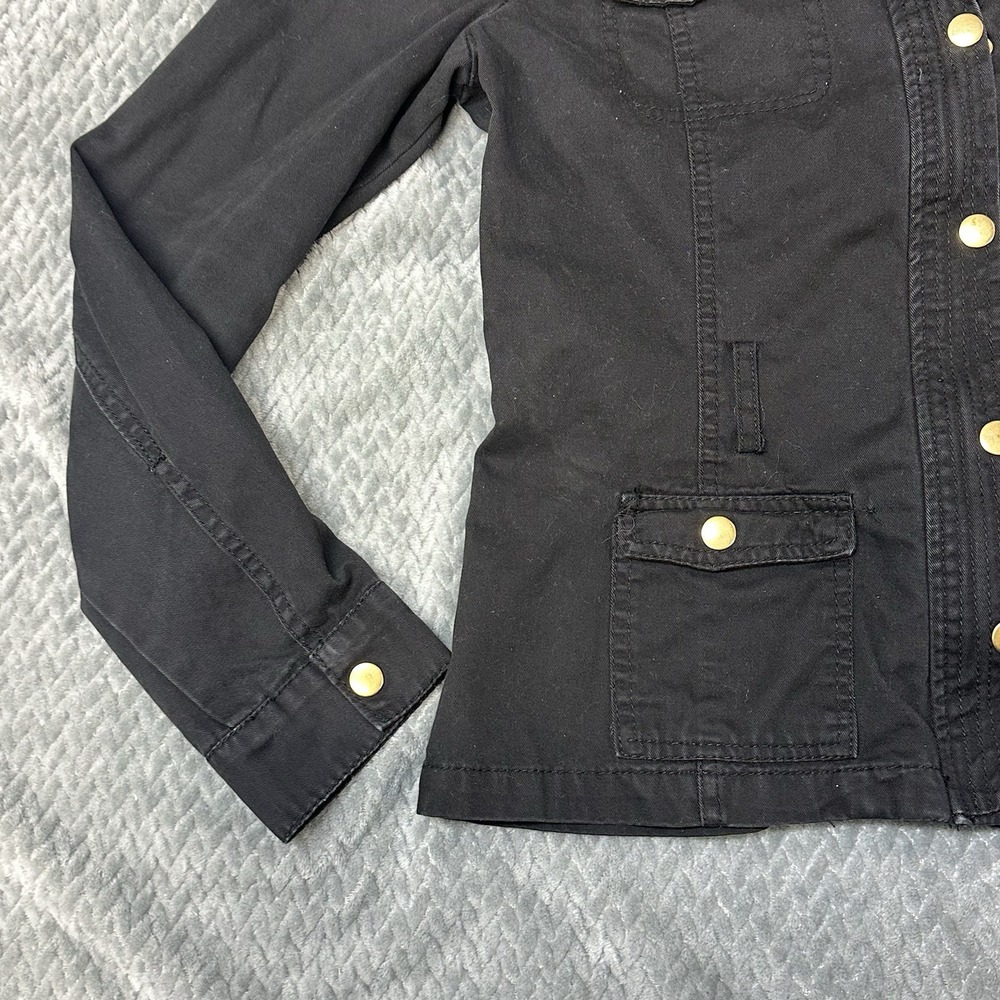 Guess Jacket Women's M Biker Moto Full Zip Snap Canvas 100% Cotton Triangle Logo - Picture 4 of 11